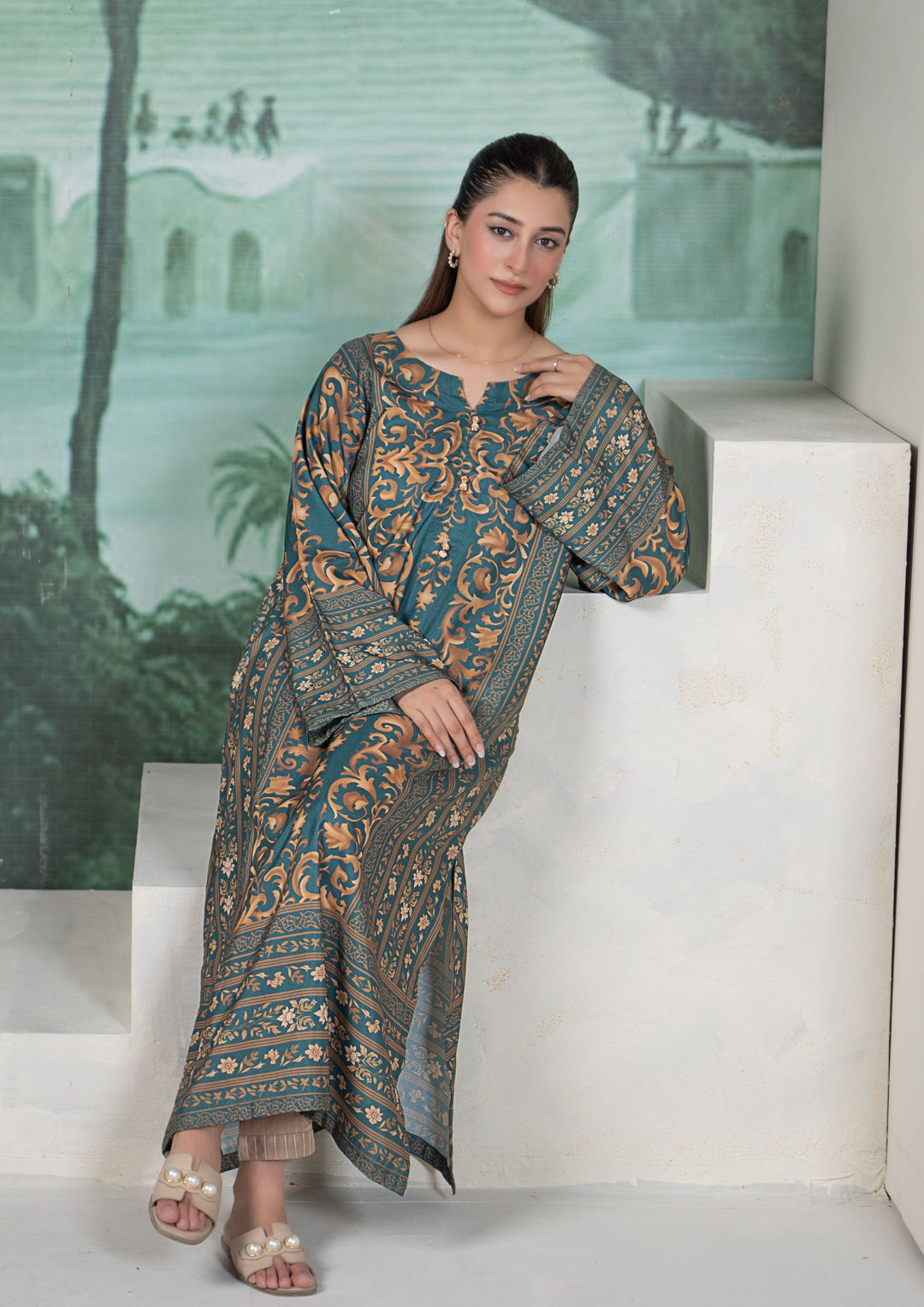 1Pc Digital Print Arabic Lawn Kaftan JUPITER-S26-0008