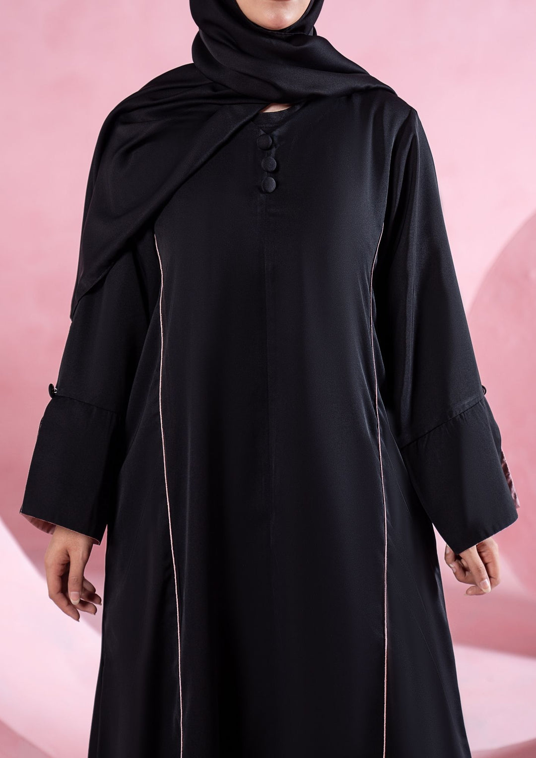 Noir Piped Flare Abaya ABL-A26-0001