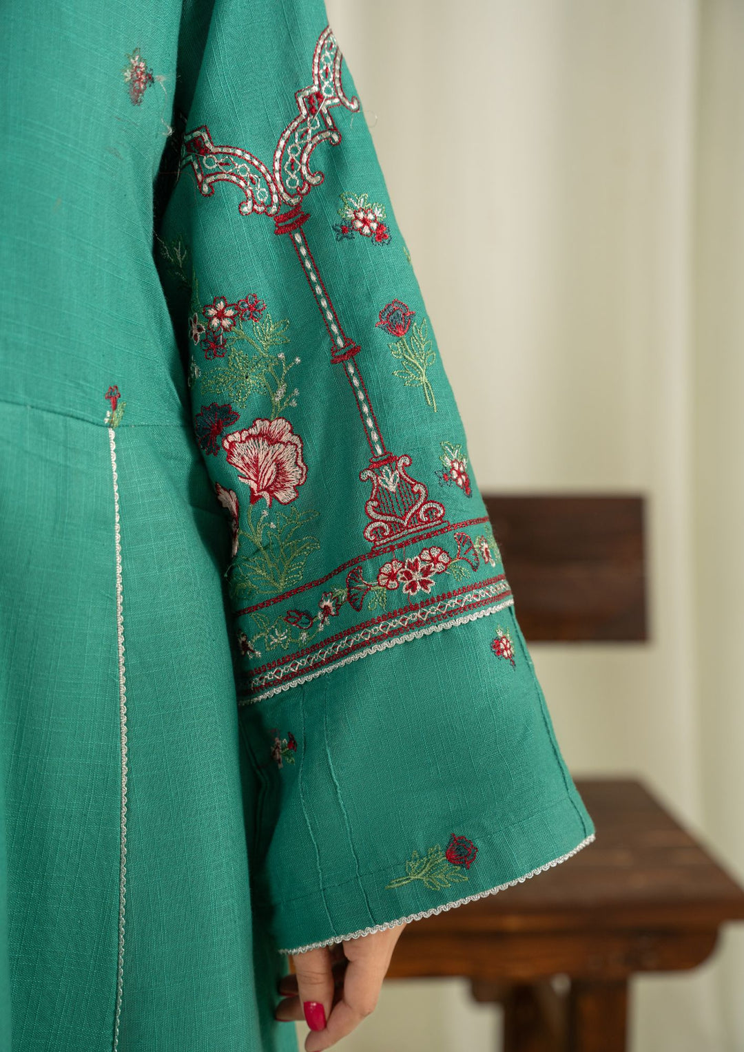 2Pc Khaddar Embroidered with Khaddar Shawl Sea Green AFP-A25-0008