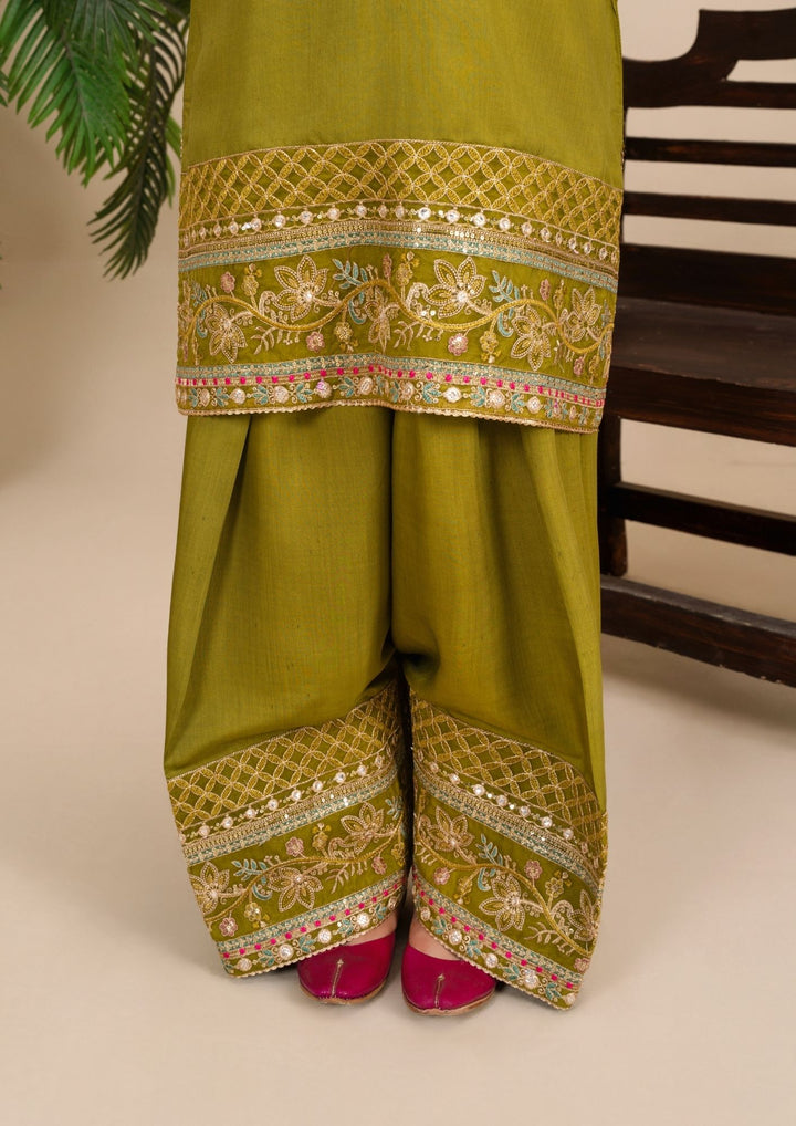 3-Piece Silk Viscose Suit with Chiffon Dupatta & Farshi Shalwar | BASANT-B25-0001