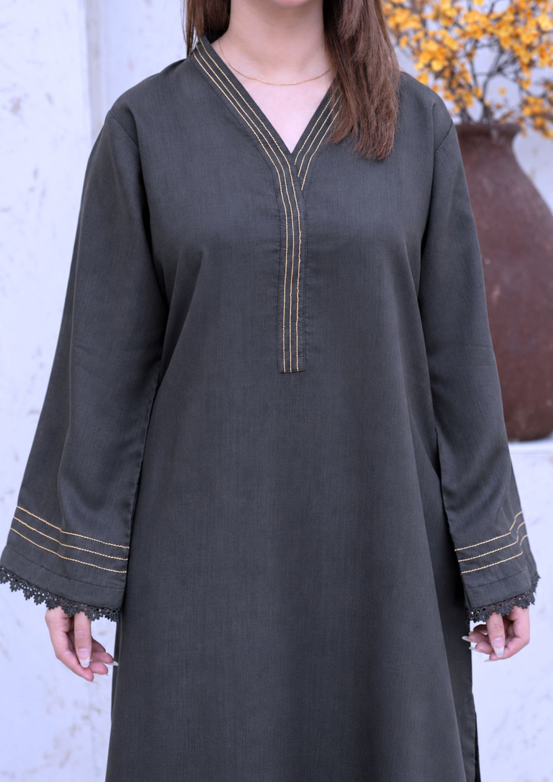 2Pc Silk Viscose Kaftan Grey JUPITER-S26-0014