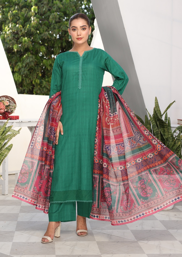 3Pc Jacquard Lawn with Slub Monark Dupatta MONARK-R24-0003