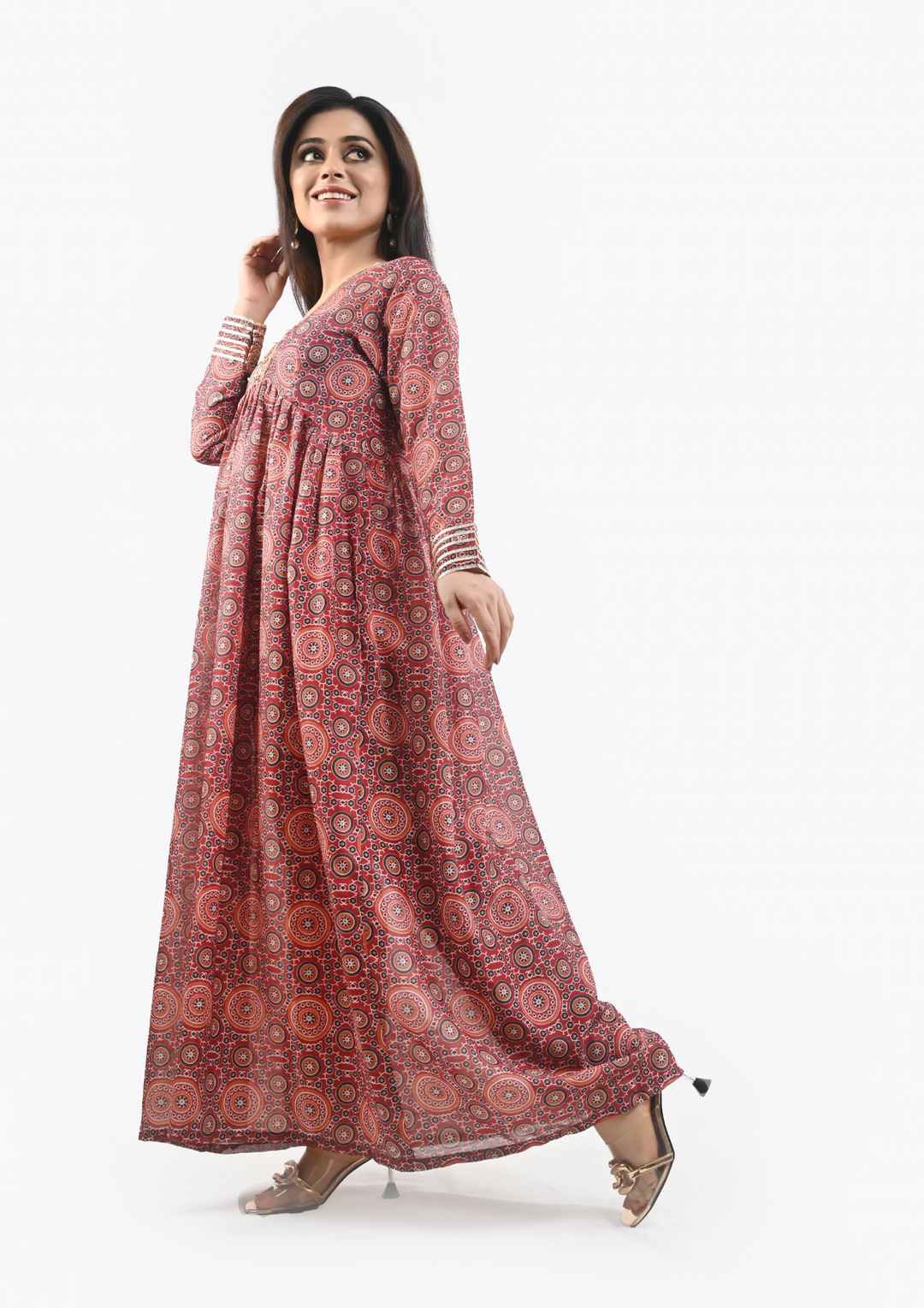 2pc Raw Silk Digital Printed Frock with Printed Trouser WRTW-0004