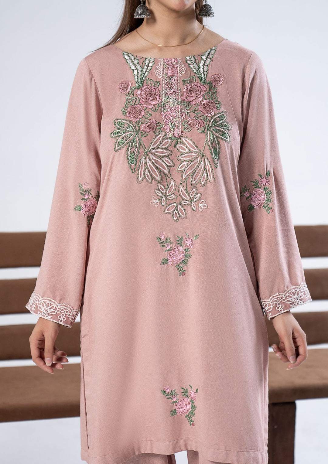 3Pc Embroidered Alpine Karandi Rose Pink SAY-W26-0012