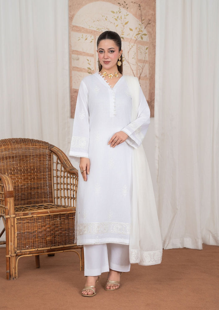 3Pc Embroidered Textured Lawn with Embroidered Border Chiffon Dupatta JASHAN-J26-0036