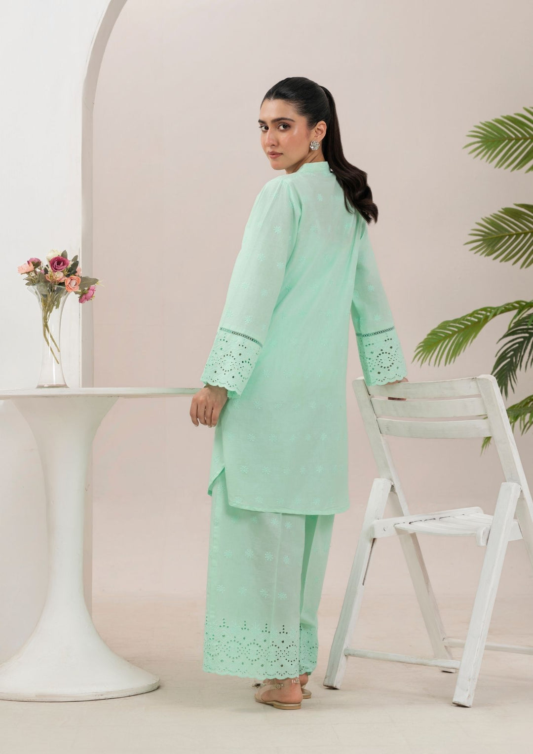 2pc Schiffli Embroidered Set Rozana-S25-0020