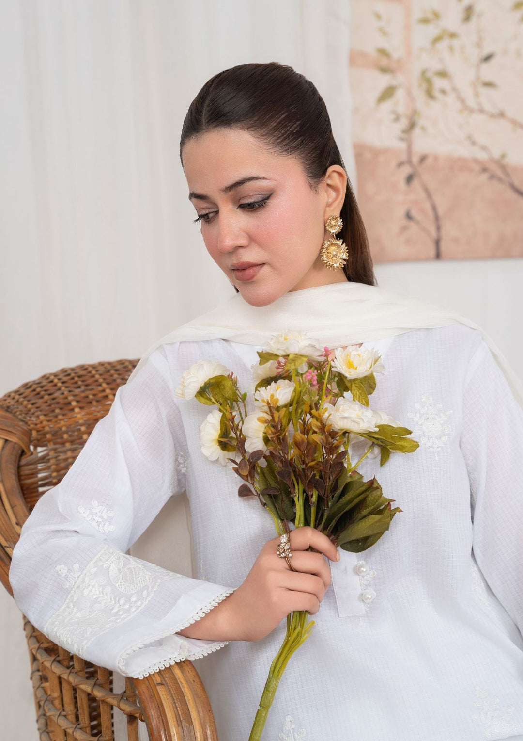 3Pc Embroidered Textured Lawn with Embroidered Border Chiffon Dupatta JASHAN-J26-0036