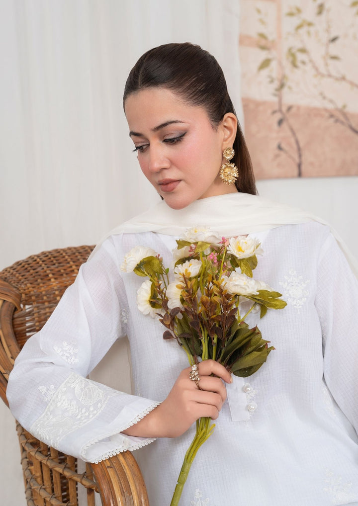 3Pc Embroidered Textured Lawn with Embroidered Border Chiffon Dupatta JASHAN-J26-0036