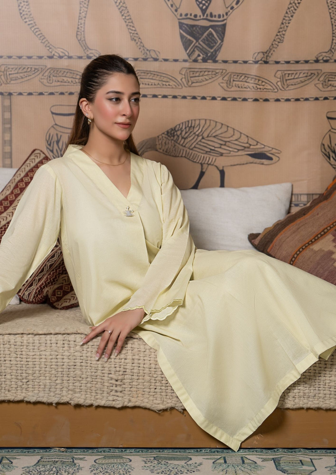 2Pc Cotton Lawn Soft Lemon ROZ-R26-0013