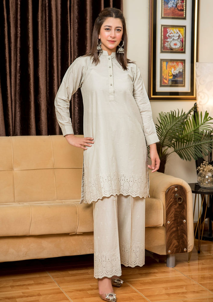 2pc Schiffli Embroidered Set Rozana-S25-0021