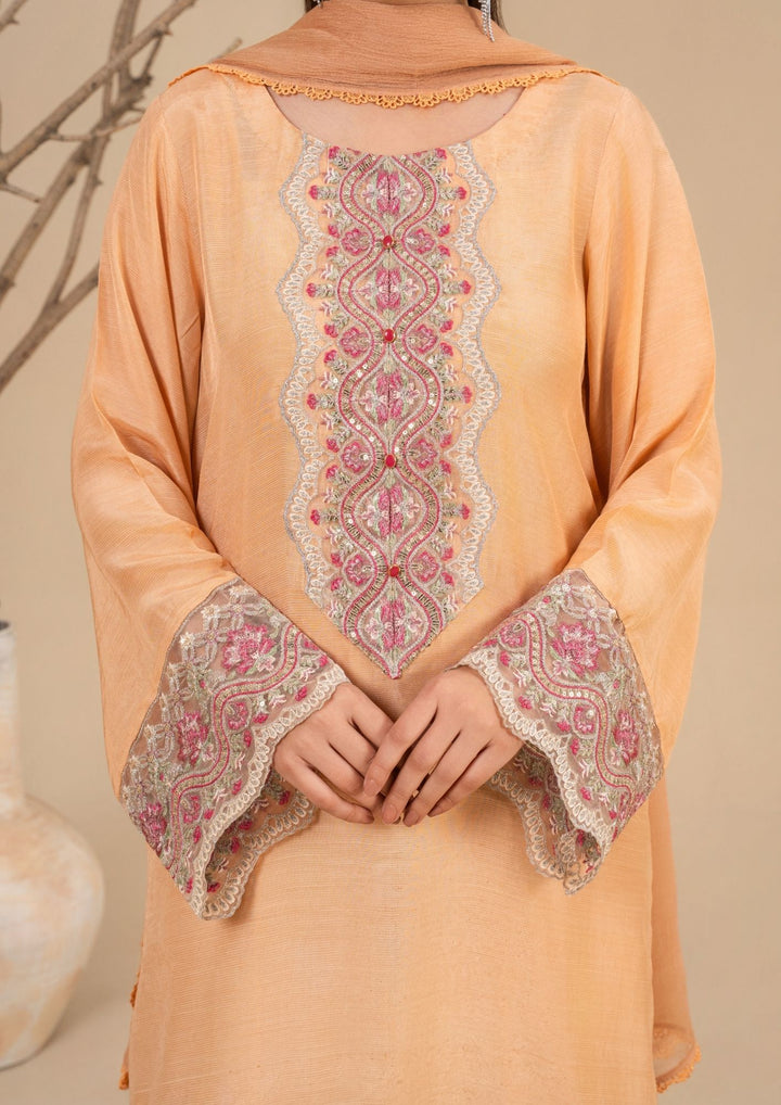 3Pc Embroidered Silk Viscose Soft Peach JASHAN-J26-0015