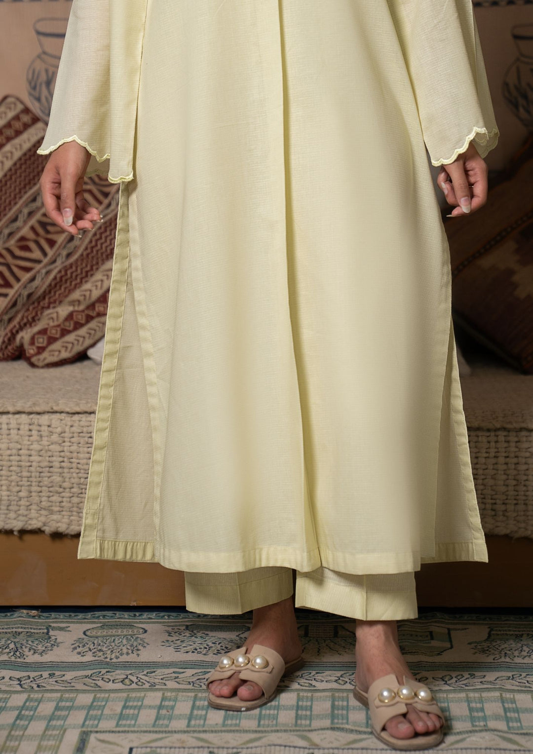 2Pc Cotton Lawn Soft Lemon ROZ-R26-0013