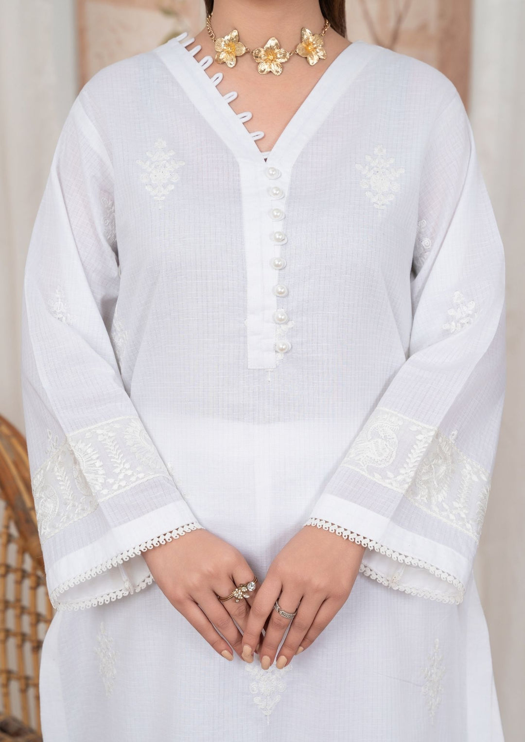 3Pc Embroidered Textured Lawn with Embroidered Border Chiffon Dupatta JASHAN-J26-0036