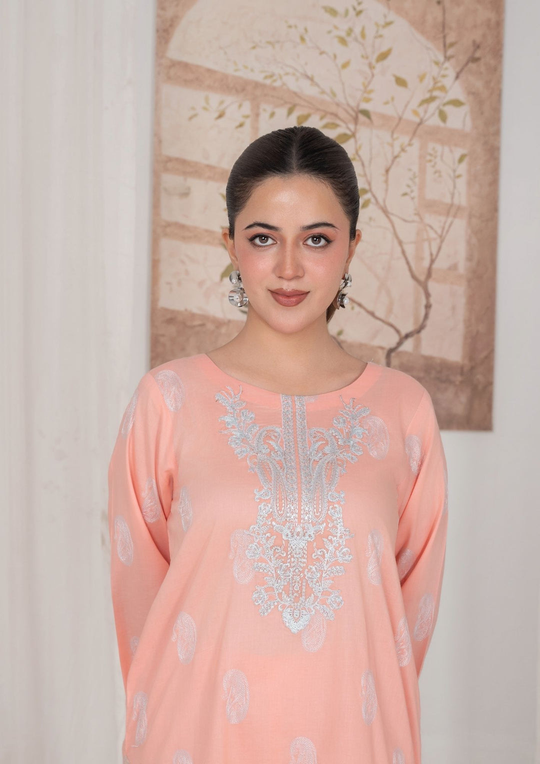 2Pc Peach Embroidered Lawn RIW-R26-0012