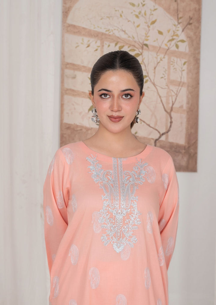 2Pc Peach Embroidered Lawn RIW-R26-0012