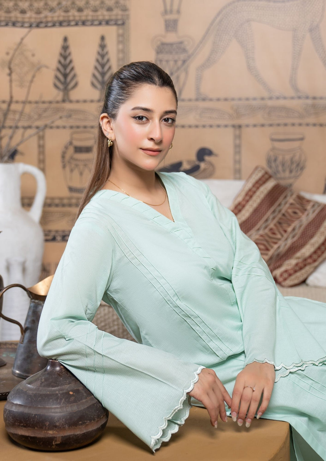 2Pc Cotton Lawn Mint Green ROZ-R26-0014