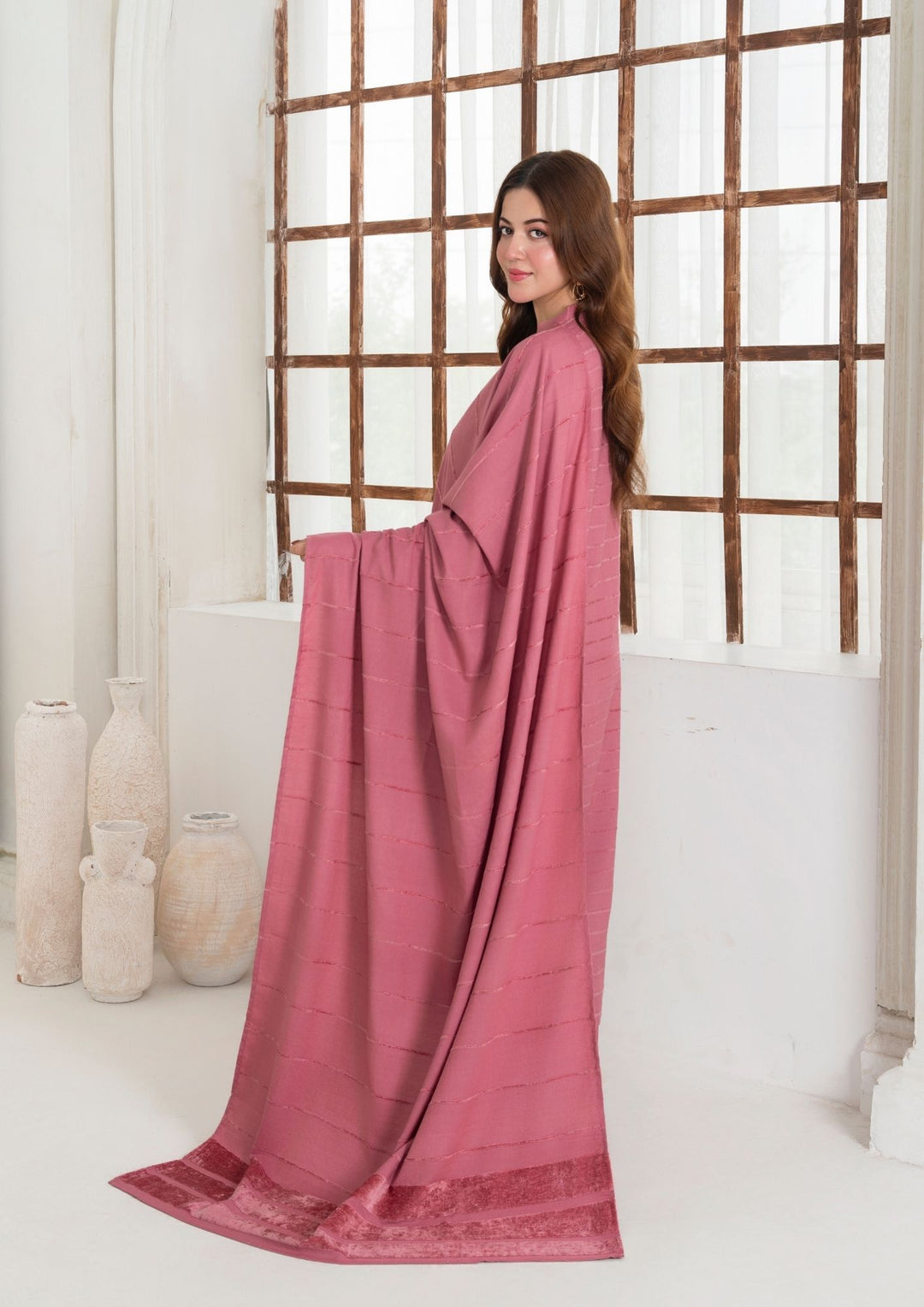 3pc Alpine Velvet Shirt with Velvet Border Shawl and Plain Trouser AML-W25-0012