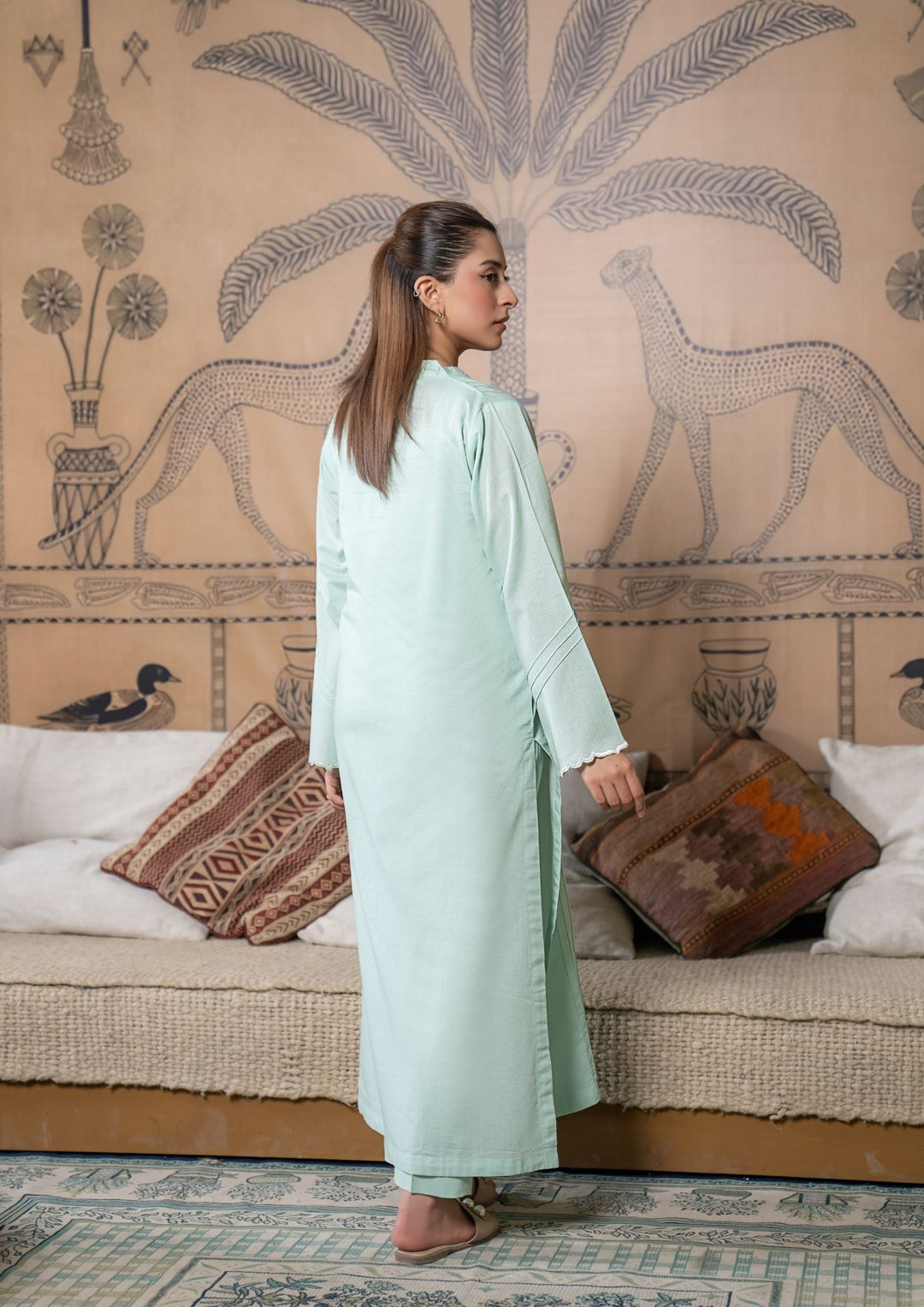 2Pc Cotton Lawn Mint Green ROZ-R26-0014