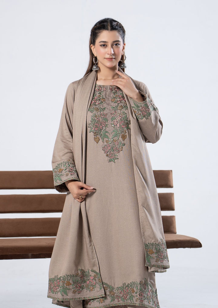 3Pc Embroidered Alpine Karandi Mouse Grey SAY-W26-0014