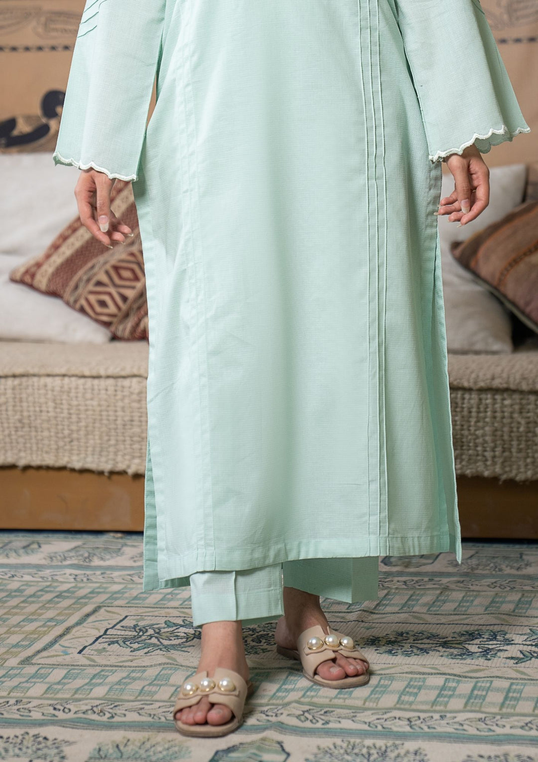 2Pc Cotton Lawn Mint Green ROZ-R26-0014