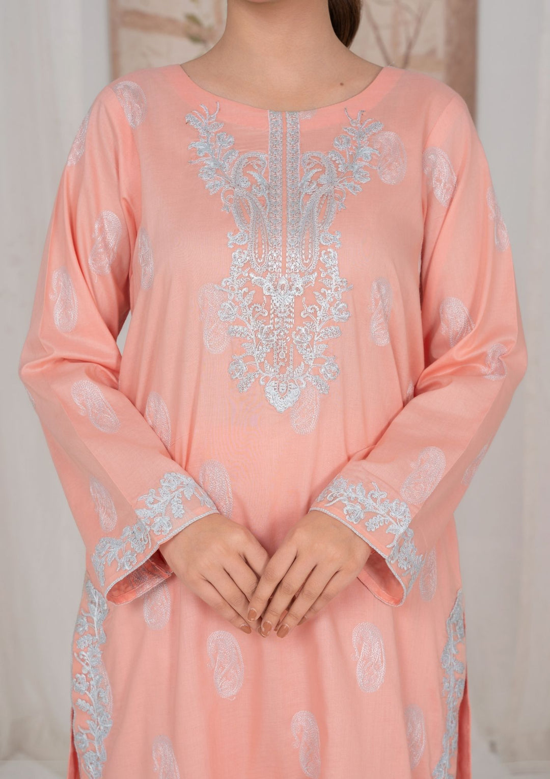 2Pc Peach Embroidered Lawn RIW-R26-0012