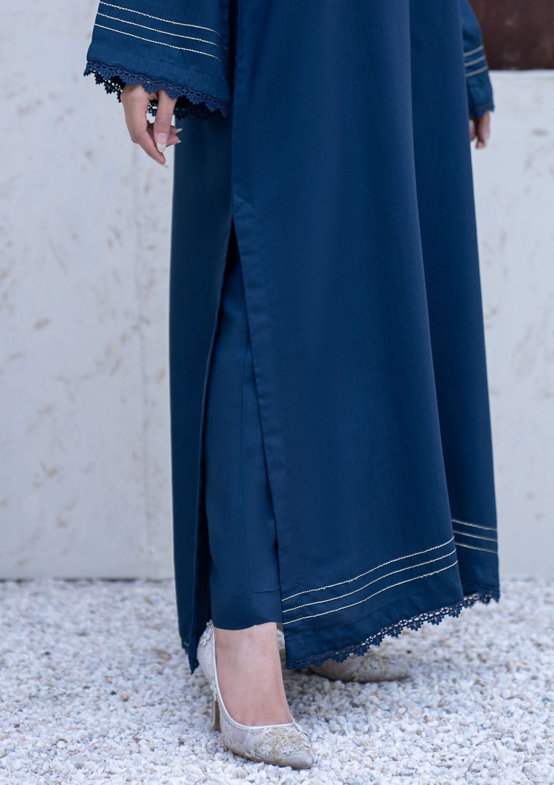 2Pc Silk Viscose Kaftan Teal Blue JUPITER-S26-0004