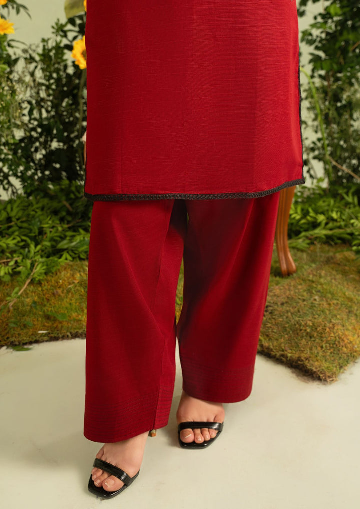 2pc Embroidered Khaddar with Farshi Shalwar Maroon AML-W25-0051