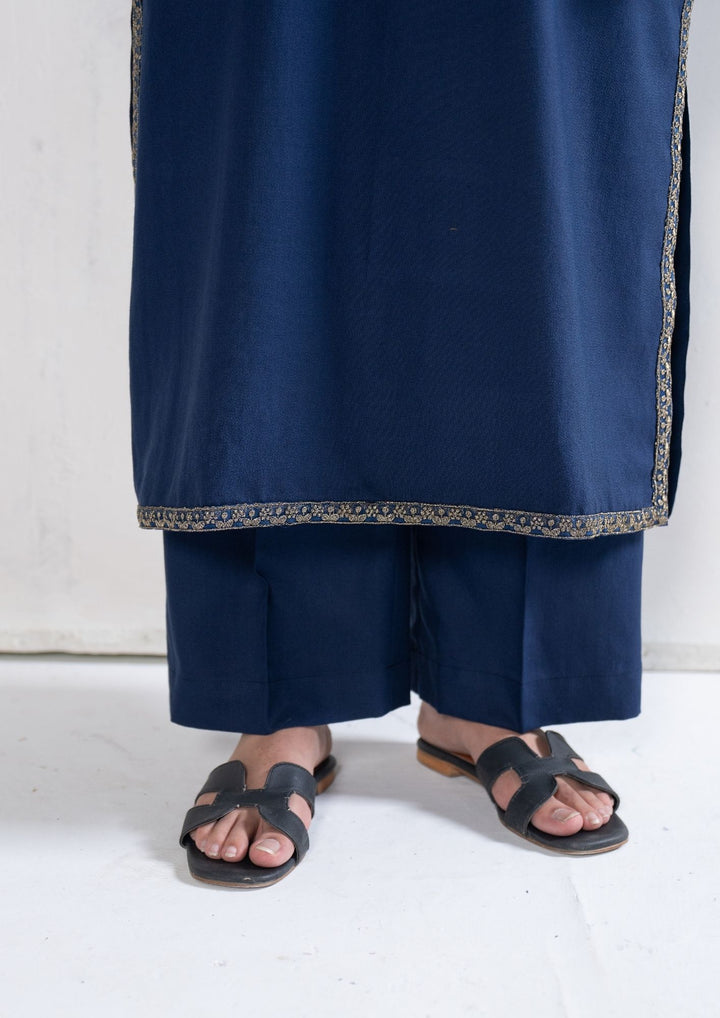 3Pc Tilla Embroidered Alpine Karandi Navy Blue SAY-W26-0001