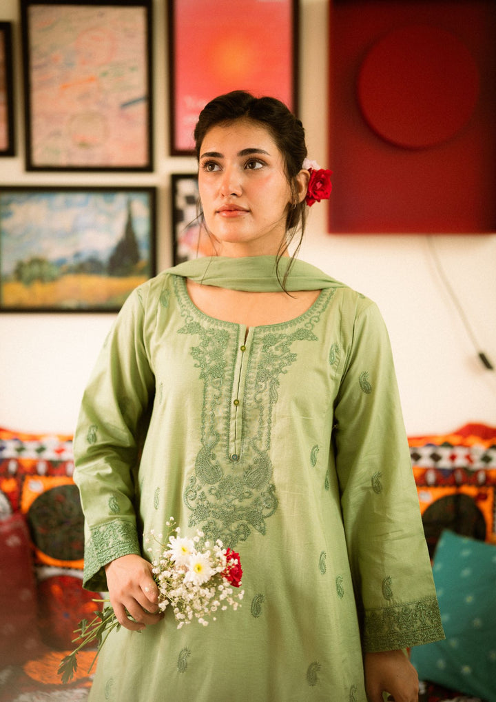3Pc Pistachio Embroidered Lawn with Chiffon Dupatta RIW-R26-0002