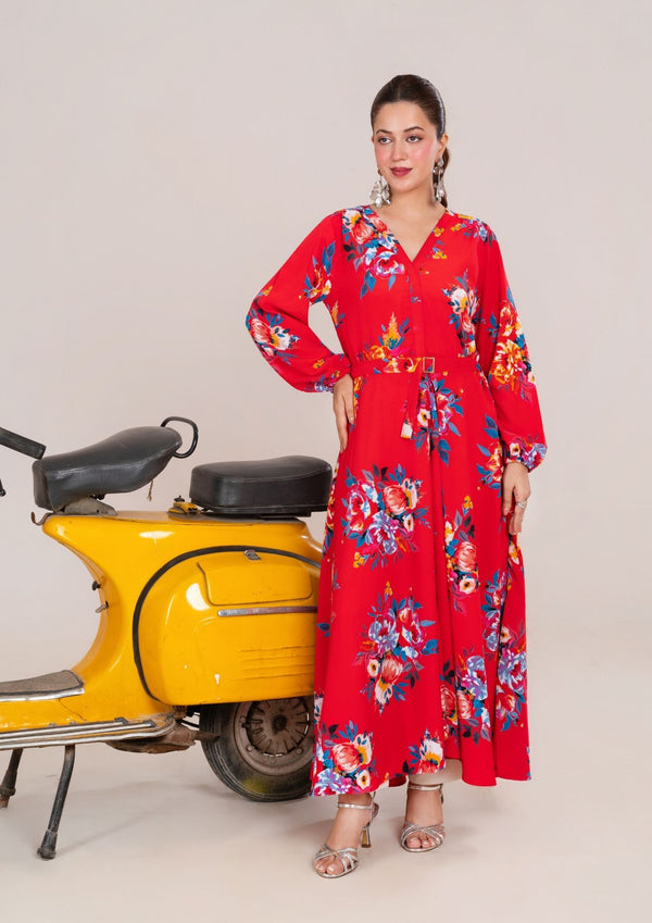 1Pc Digital Print Georgette Long Tunic JUPITER-F25-0036