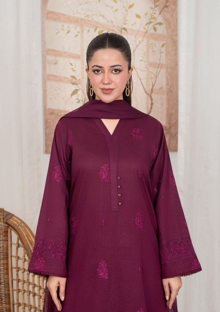 3Pc Embroidered Lawn with Embroidered Border Chiffon Dupatta JASHAN-J26-0037