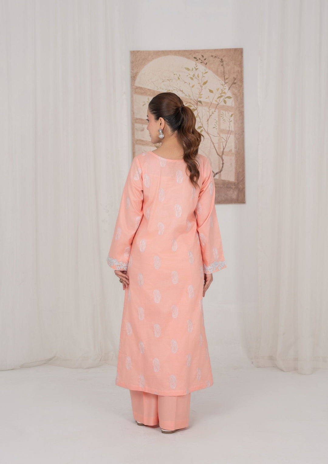 2Pc Peach Embroidered Lawn RIW-R26-0012