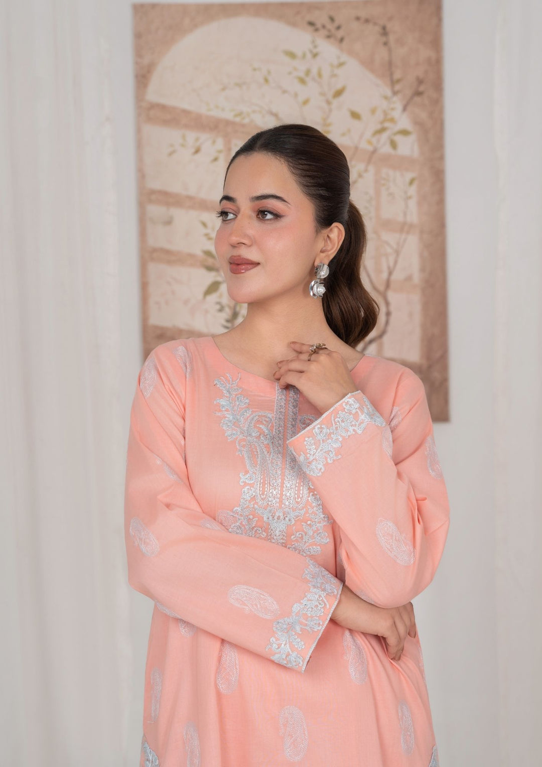2Pc Peach Embroidered Lawn RIW-R26-0012