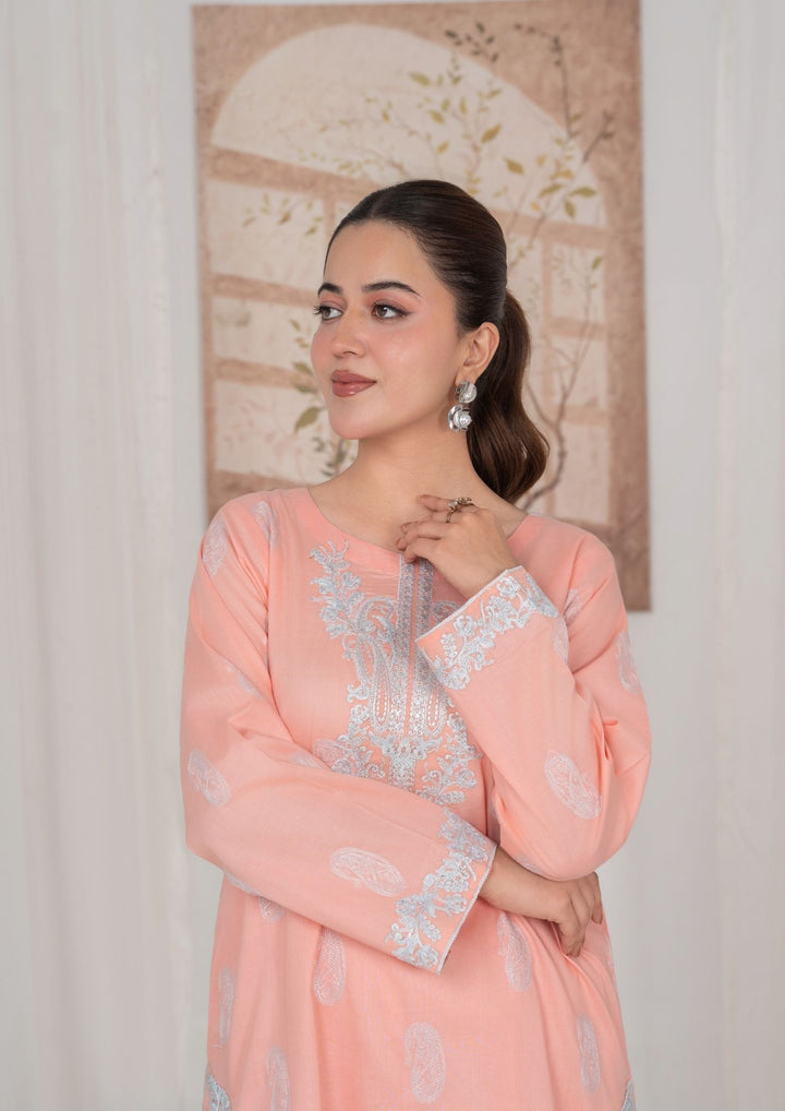 2Pc Peach Embroidered Lawn RIW-R26-0012