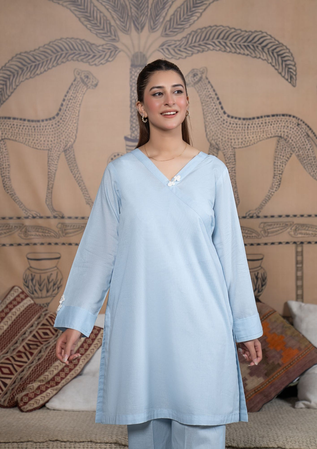 2Pc Cotton Lawn Powder Blue ROZ-R26-0015