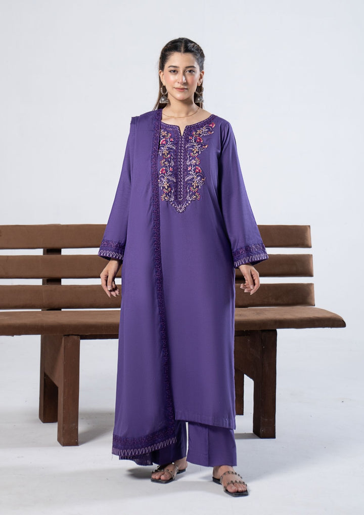 3Pc Embroidered Alpine Karandi Purple SAY-W26-0015