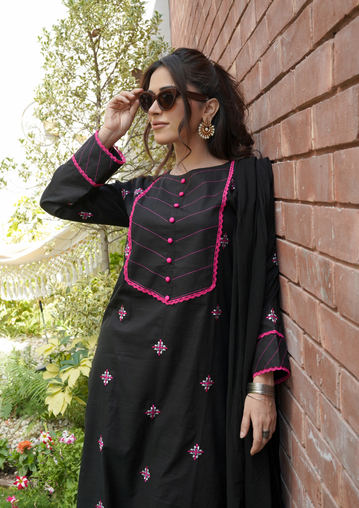 3Pc Multi Embroidered Lawn with Crinkle Chiffon Pk Dupatta EMB-R24-0004