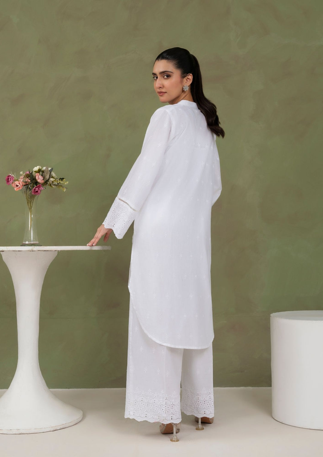 2pc Schiffli Embroidered Set Rozana-S25-0023