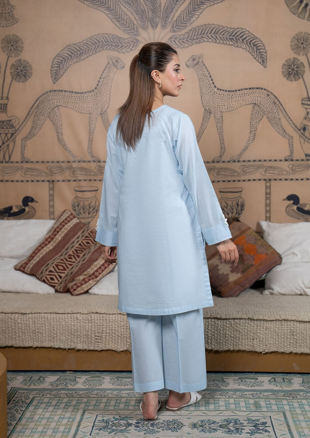 2Pc Cotton Lawn Powder Blue ROZ-R26-0015