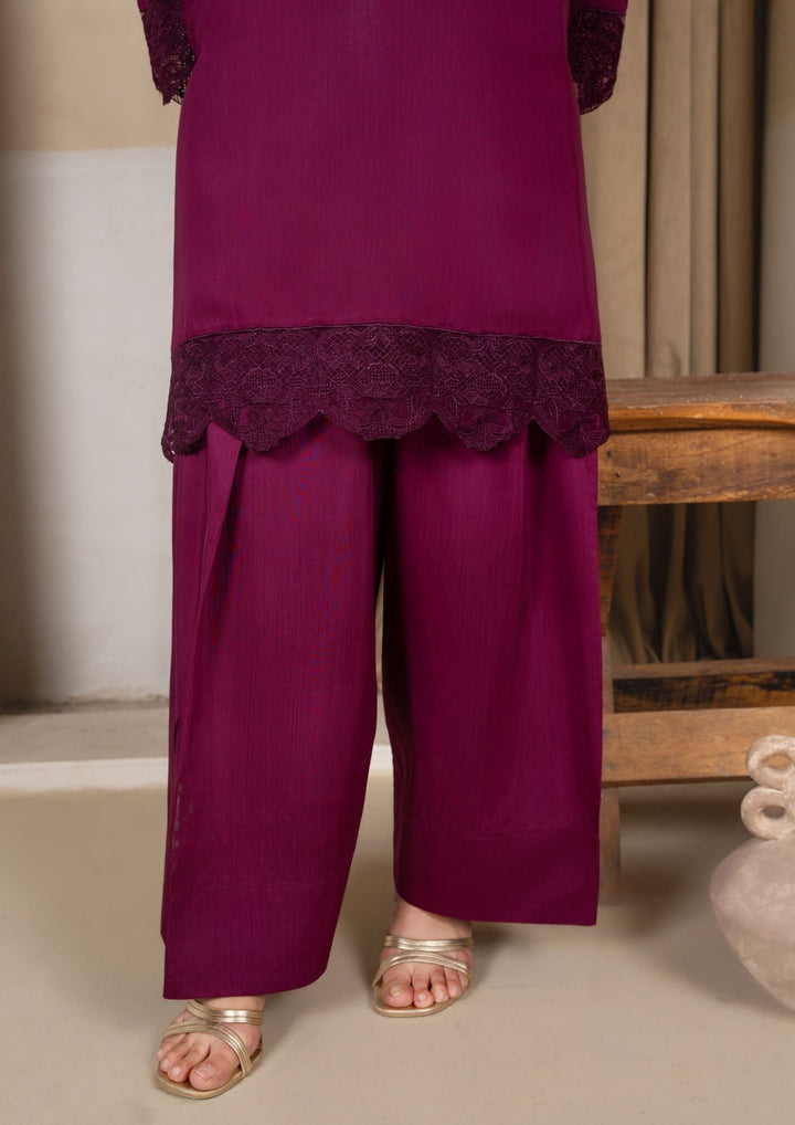 3Pc Embroidered Silk Viscose with Farshi Shalwar Magenta JASHAN-J26-0011