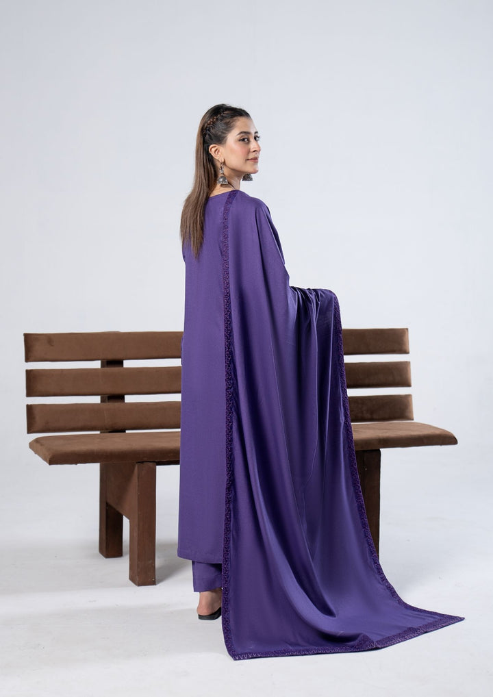 3Pc Embroidered Alpine Karandi Purple SAY-W26-0015