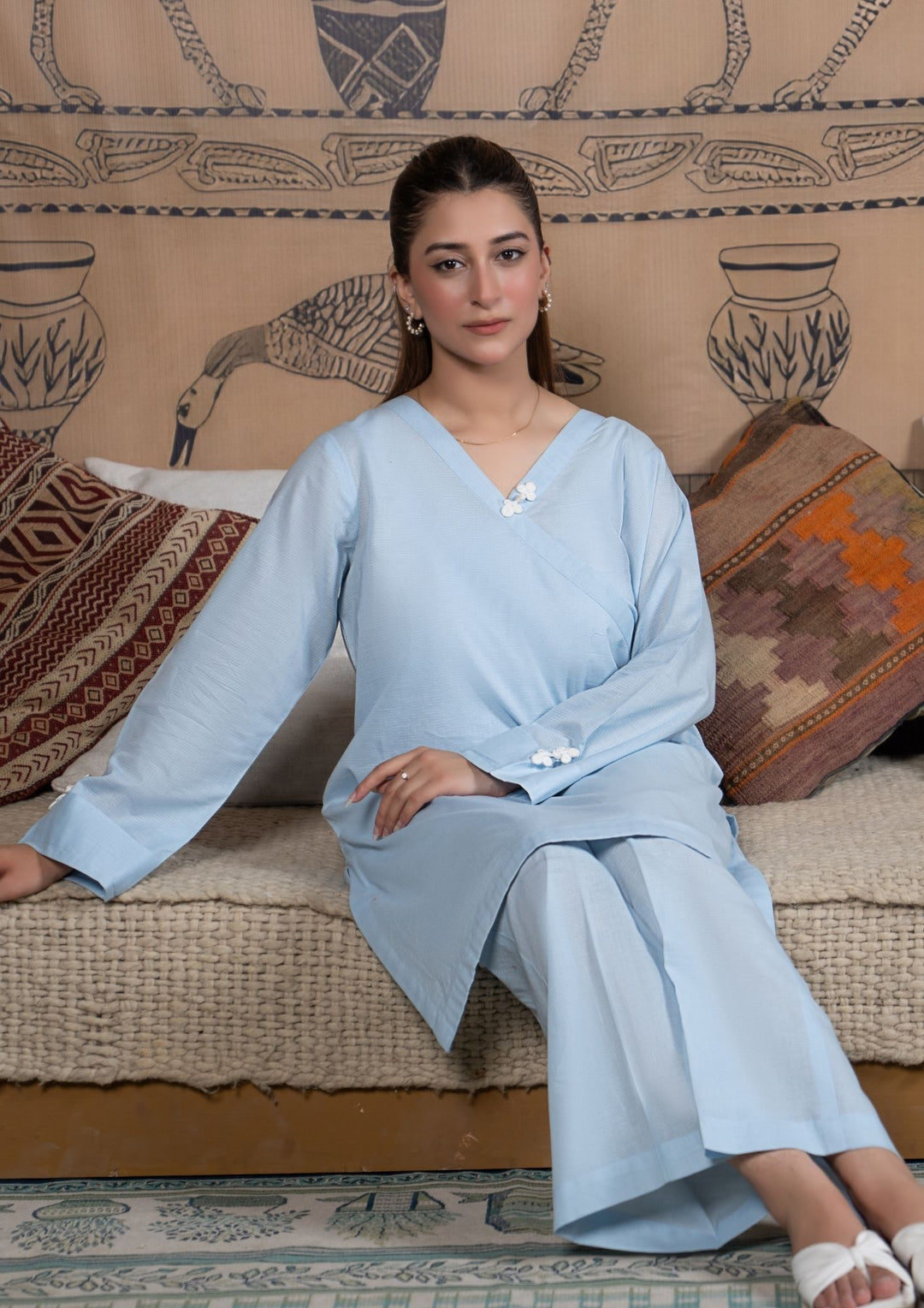 2Pc Cotton Lawn Powder Blue ROZ-R26-0015