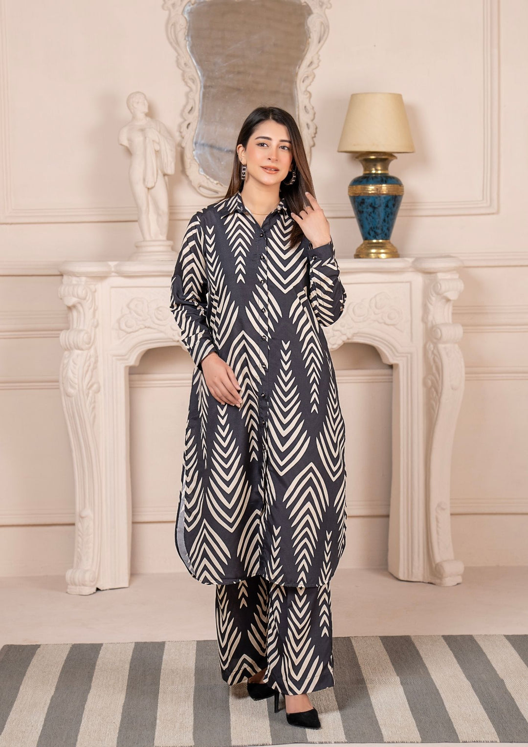 2Pc Digital Print Arabic Silk Lawn Gulmeena-G26-0017