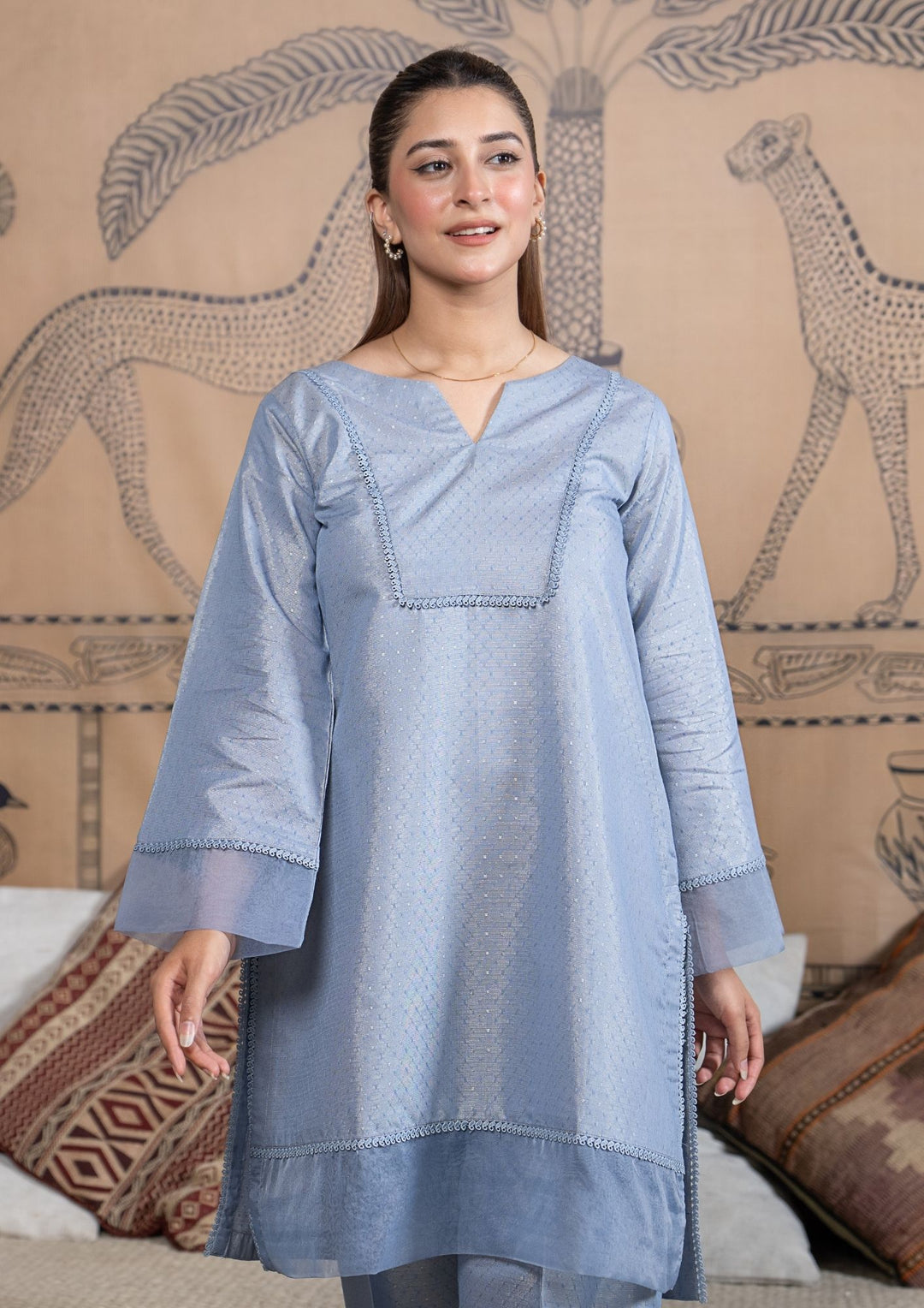 2Pc Golden Maisuri Lawn Powder Blue ROZ-R26-0016