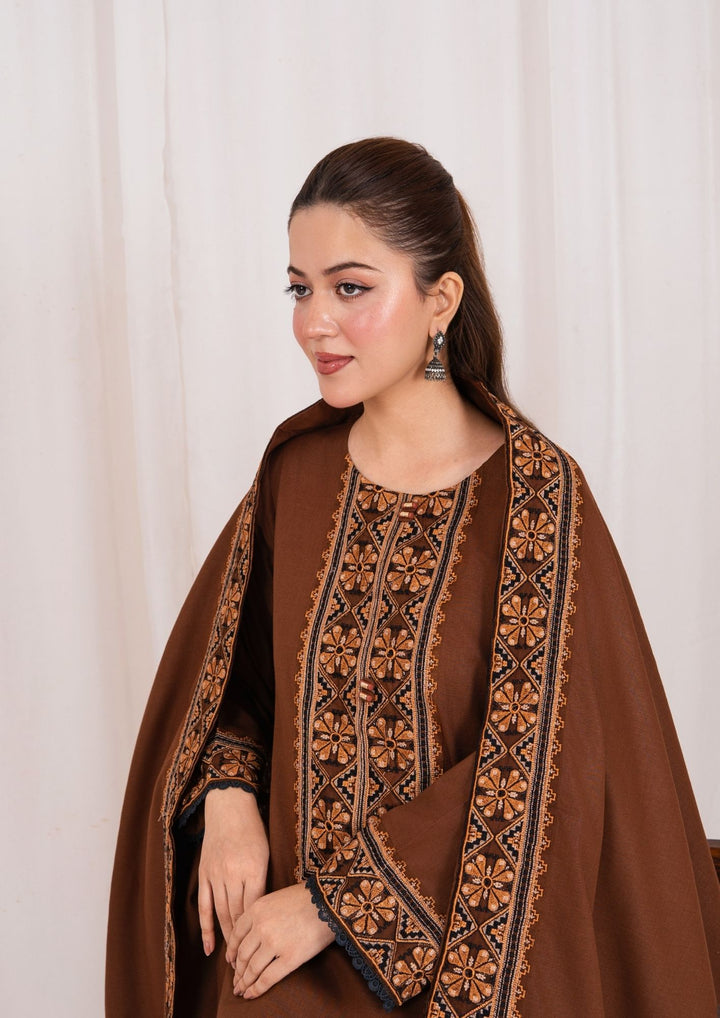 3pc Embroidered Khaddar with Embroidered Border Shawl AML-W25-0029