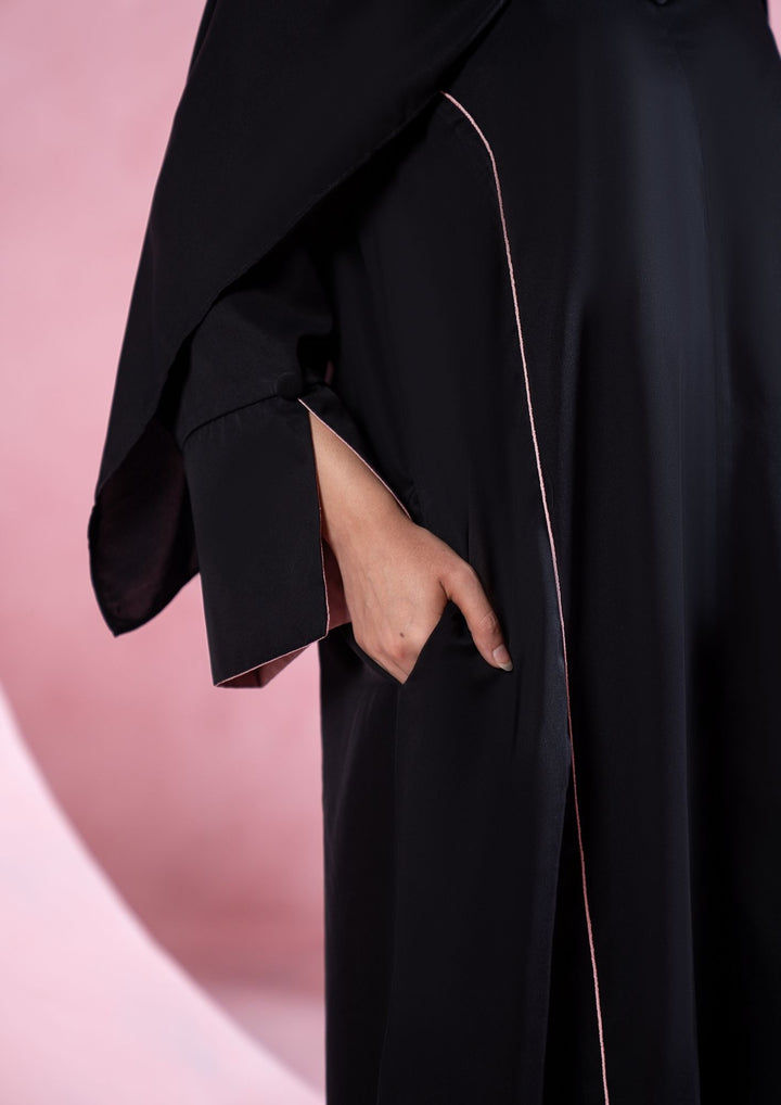 Noir Piped Flare Abaya ABL-A26-0001