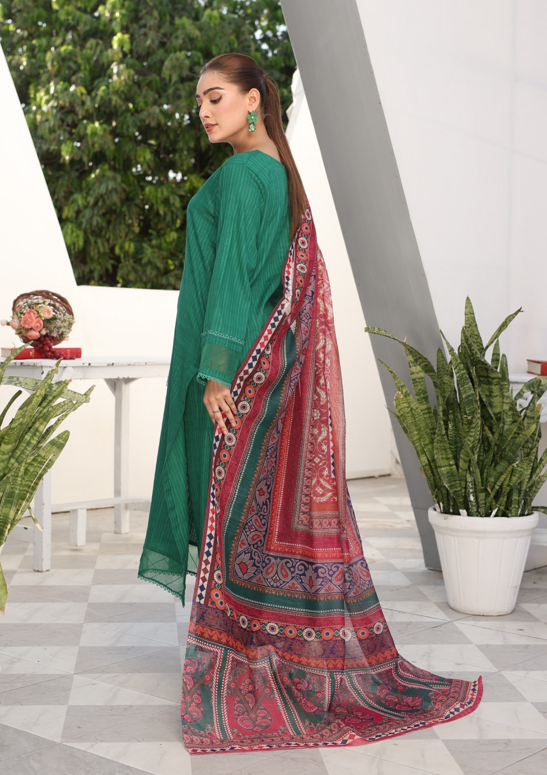 3Pc Jacquard Lawn with Slub Monark Dupatta MONARK-R24-0003