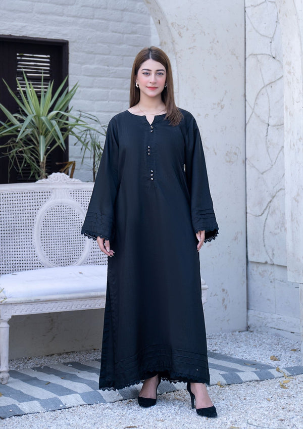 2Pc Silk Viscose Kaftan Black JUPITER-S26-0007