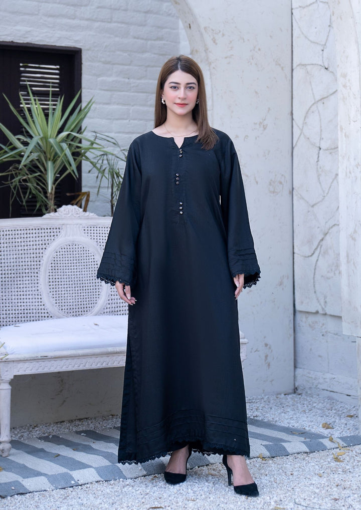 2Pc Silk Viscose Kaftan Black JUPITER-S26-0007