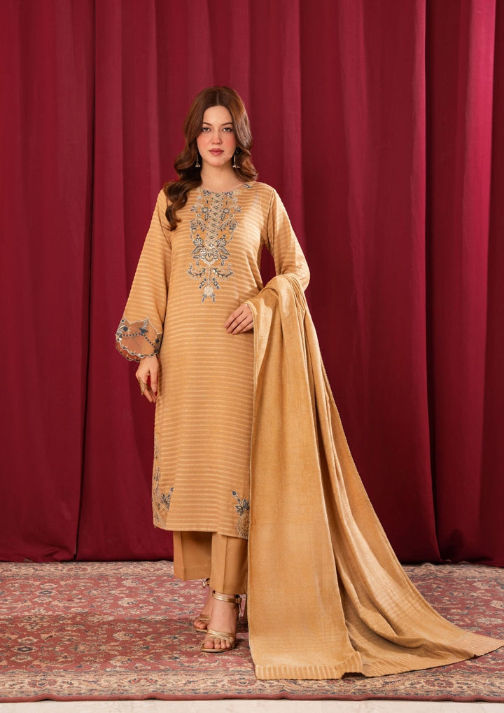 3Pc Alpine Velvet Tilla Embroidered with Velvet Shawl Skin AFP-A25-0004